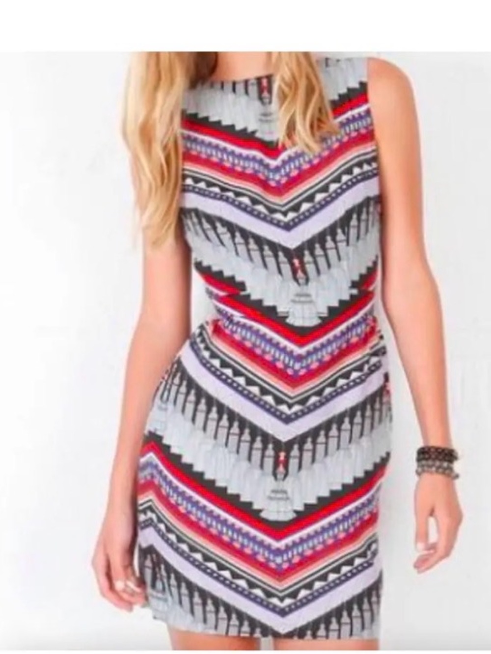 Mara Hoffman Chevron Print Bodycon Dress in tassel and tribal print